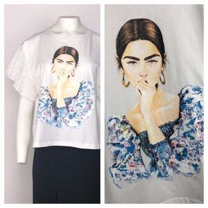 ZARA FLARE SLEEVES T-SHIRT WITH GIRL PRINT